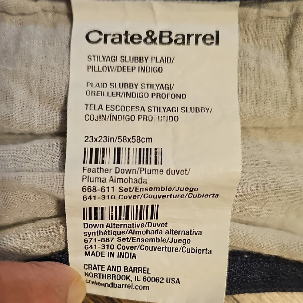 Crate&Barrel Deep Indigo Plaid Duvet Set Of 3 - Picture 3 of 6